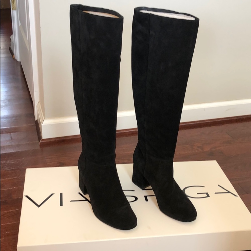 Via Spiga Mellie Black Suede Knee High Boot